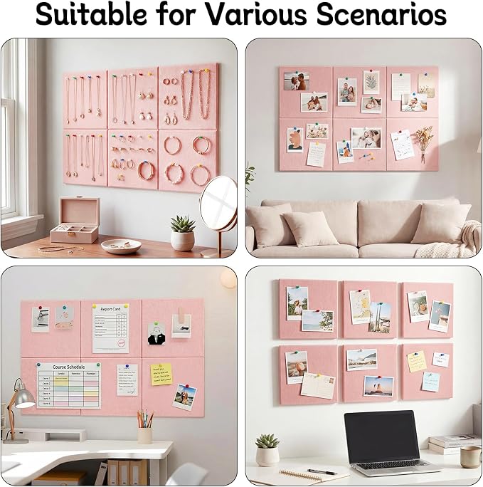 Thboxes Large Cork Board 28" x 19", 6 Pack Felt Wall Tiles - Image 7