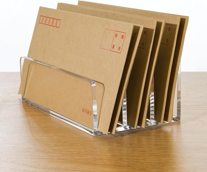 3 Compartments Clear Acrylic Mail Holder – Vertical Letter Sorter & - Image 6