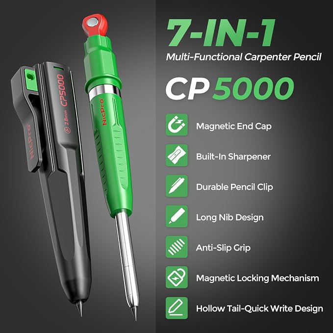Nicpro 7-in-1 CP5000 Magnetic Carpenter Pencils - Image 2