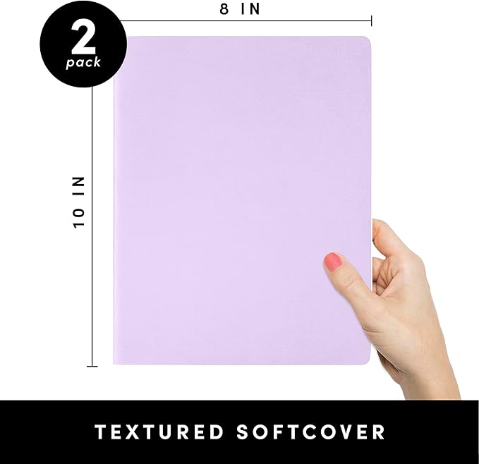 PAPERAGE Soft Cover Lined Journal Notebook, 2 Pack, (Lavender), 100 Pages, Large 7.5 inches x 9.5 inches, College Ruled, Ideal for Note Taking & Travel Journal-DeskLoop Office