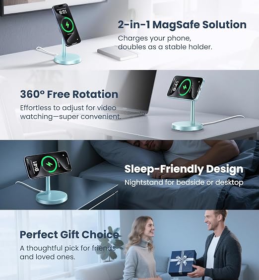 Magnetic Wireless Charger iPhone, 2 Pack 15W Fast Mag-Safe Charger Stand - Image 9