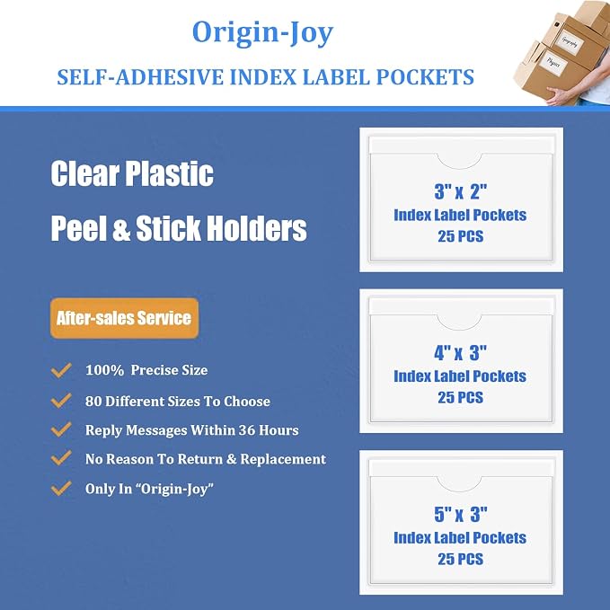 Origin-Joy 25 PCS Self-Adhesive Index Label Pockets - Image 7
