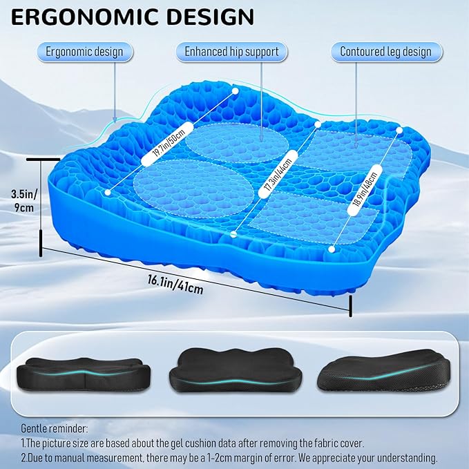 Cooling Gel Seat Cushion, Thickened Big Breathable Honeycomb Design Absorbs - Image 2