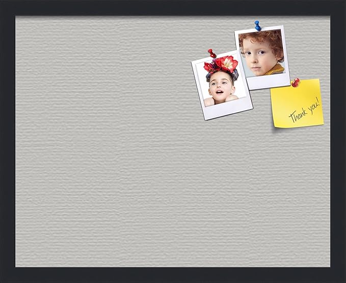 PinPix 20x16 Inch Cork Bulletin Board. This Decorative Framed Pin Board Comes with Light Stone Design and a Satin Black Frame. Ideal for Home Office Decor or Message Board (PinPix-1809)-DeskLoop Office