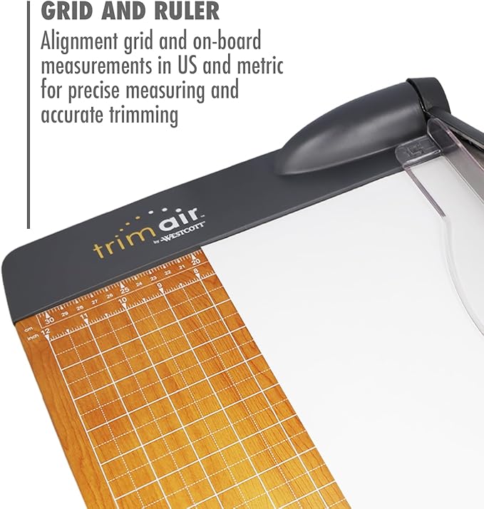 Westcott 12'' TrimAir Wood Guillotine Paper Cutter & Paper Trimmer, 30 Sheet (15106)-DeskLoop Office