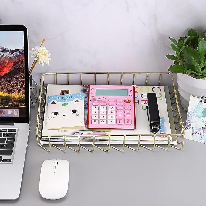 BTSKY Multipurpose A4 File Tray Wire Desk Tray Organizer Elegant Letter Size - Image 2