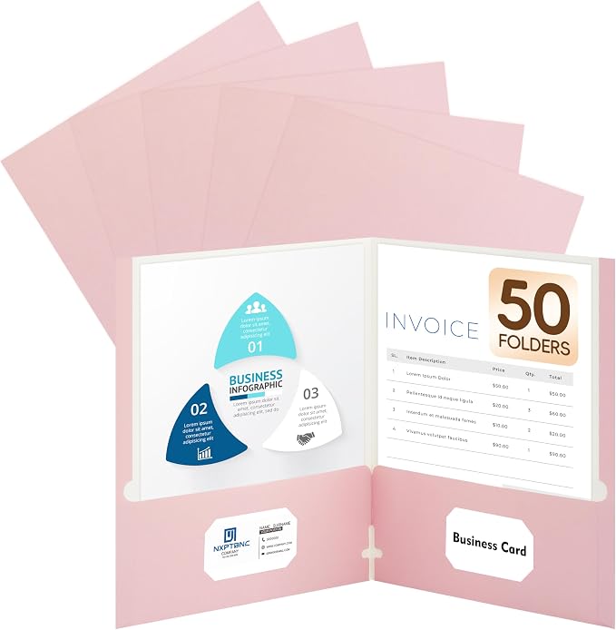 50 Packs Two Pocket Folders, Two Pocket File Folders by Unknown