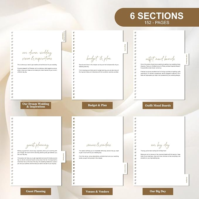 LADY&HOME Wedding Planner Book and Organizer, Linen Cover Wedding Planner Binder - Image 3