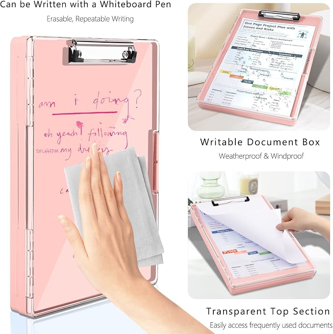 SFLHHDM Clipboard with Storage, Heavy Duty Clip Boards 8.5x11 with 2 Storage - Image 4