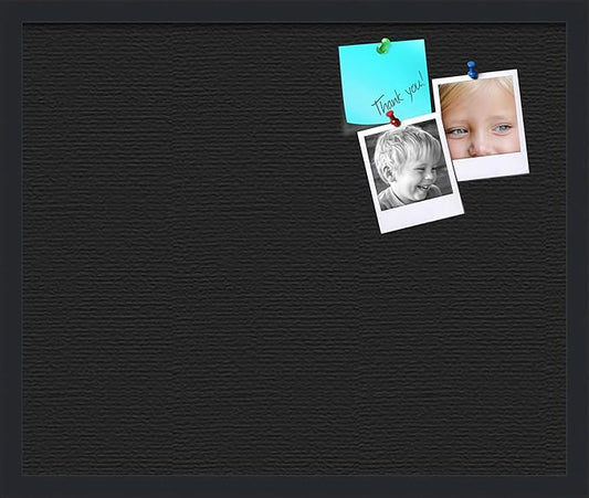 PinPix 24x20 Inch Cork Bulletin Board. This Decorative Framed Pin Board Comes with Solid Black Design and a Satin Black Frame. Ideal for Home Office Decor or Message Board (PinPix-622)-DeskLoop Office