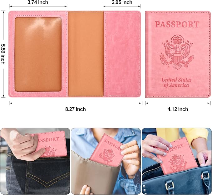 Eoehro Passport and Vaccine Card Holder, Faux Leather, Lightweight, Waterproof - Image 3