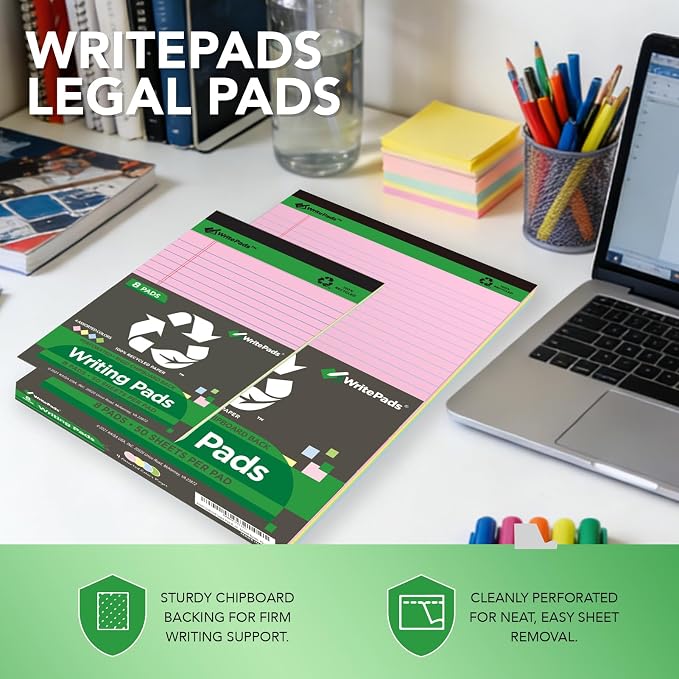 KAISA Colored Legal Pad 15lb Recycled Paper Writing Pad, 50 Sheets, Mixed 8pads - Image 5