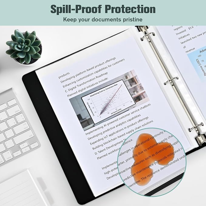 SUIN Sheet Protectors 500 Pack, Reinforced 3 Hole Plastic Binder Sleeves - Image 3