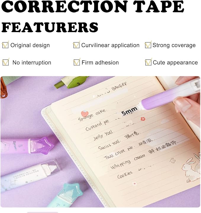 2 in 1 Correction Tape and Double Sided Tape Roller, Cute Quick Dry Japan - Image 4