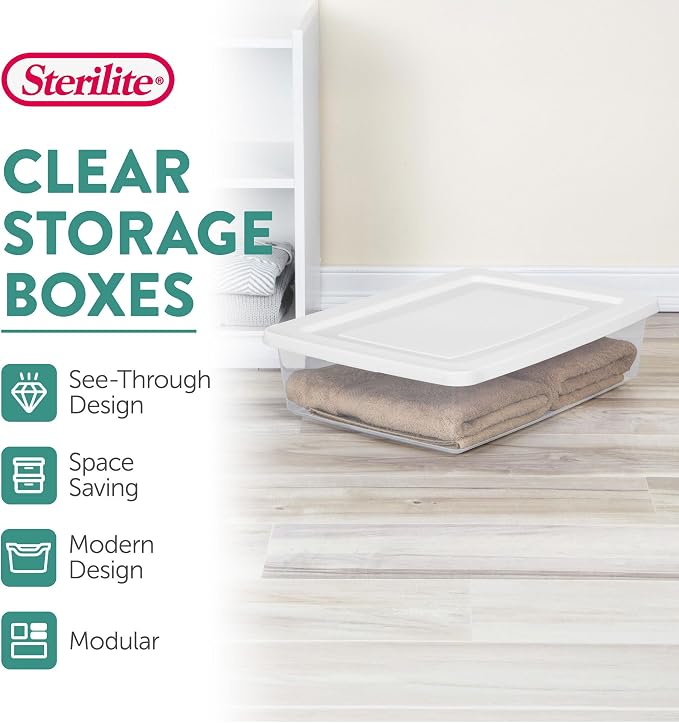 Sterilite 30-Pack Storage Box, Stackable Clear Plastic Bins - Image 3