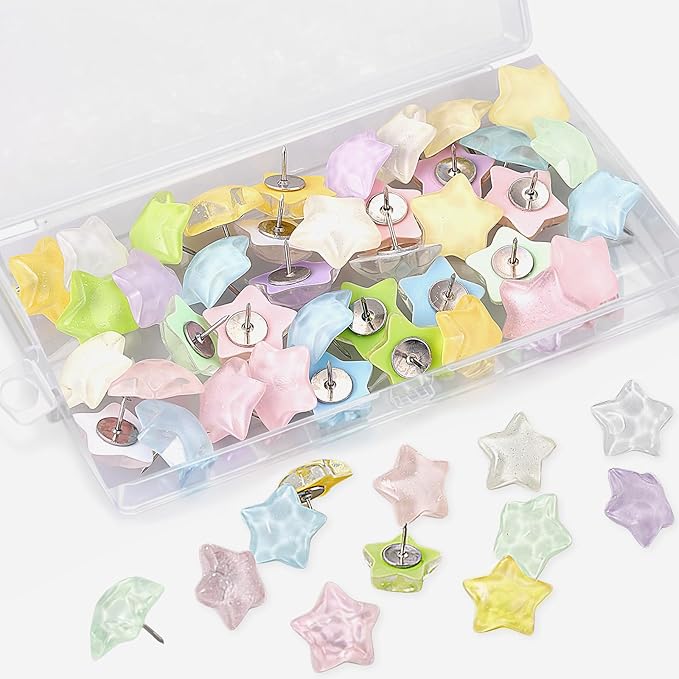 40 PCS Star-Shaped Decorative Thumb Tacks Cute Push Pins by BESARME