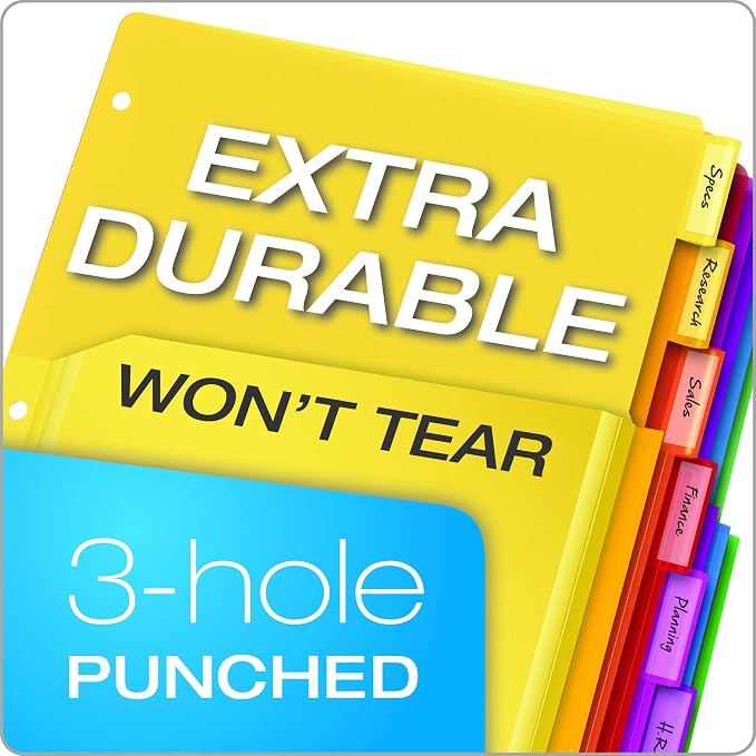 Oxford Binder Dividers with Pockets, 3 Pack, 8 Multicolor Tabs with Inserts - Image 3