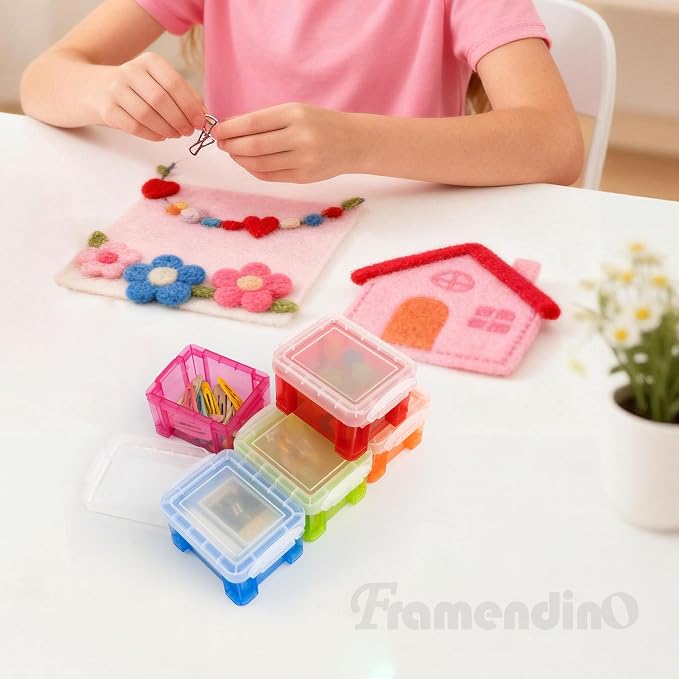 Framendino, 8 Pack Translucent Small Plastic Boxes Mini Desktop Storage Box - Image 6