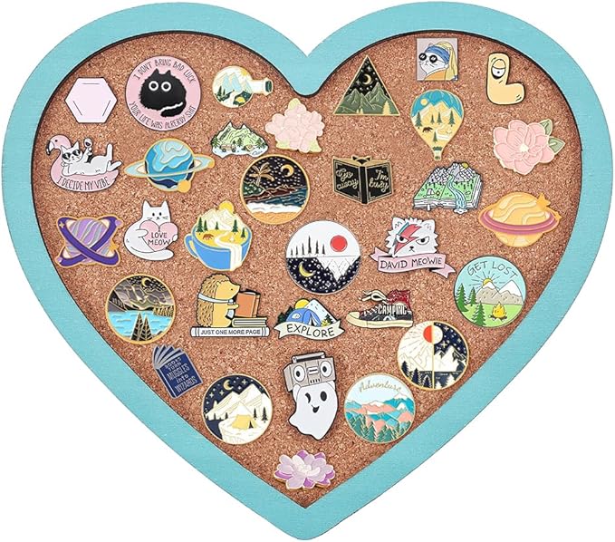 BENECREAT Heart Pin Cork Board, Bulletin Display Board Wall Mounted Cork Board by BENECREAT