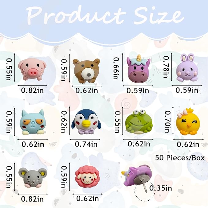 30 Pcs Animal Push Pins Decorative Push Pins Cute Animal Thumbtack - Image 2