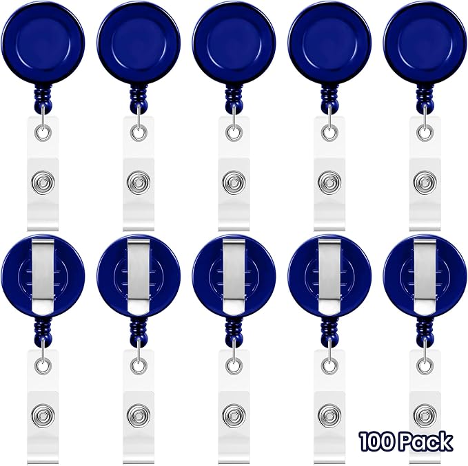 Zonon 100 Pcs Retractable Badge Reel Clips ID Card Holder Reel by Zonon