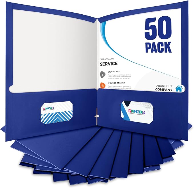 BIBRADAA® 50 Packs Blue Two Pocket Folders Surface by BIBRADAA