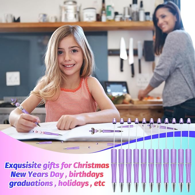 150 Pieces DIY Beadable Pen Kit – 50 Plastic Ballpoint Pens - Image 4
