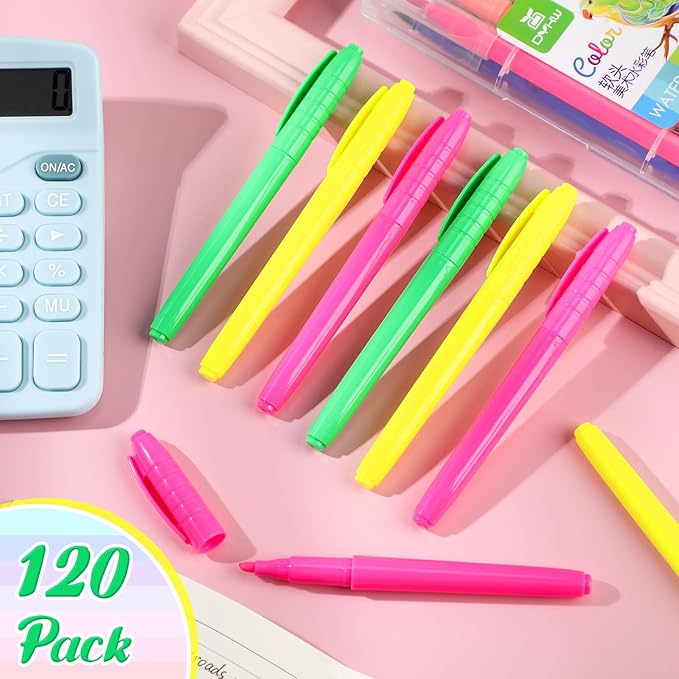 Seajan 120 Pack Highlighters Assorted Colors Highlighter Markers Chisel Tip Highlighter Pens Quick Drying Markers Bulk for Adults Home Office Supplies(Bright Colors)-DeskLoop Office