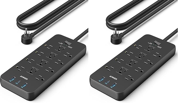Anker Power Strip with 3 USB Ports, Surge Protector, 12 Outlets, 2 USB-A Ports by Unknown