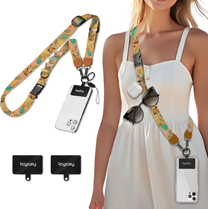 Icycay Phone Lanyard Crossbody, Highland Cow Cell Phone Strap by Icycay