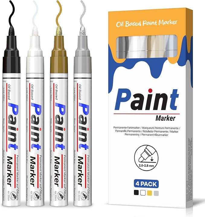 Paint Markers 4 Colors Oil Based Paint Pens – Gold, Fabric – Waterproof Quick by SAKEYR