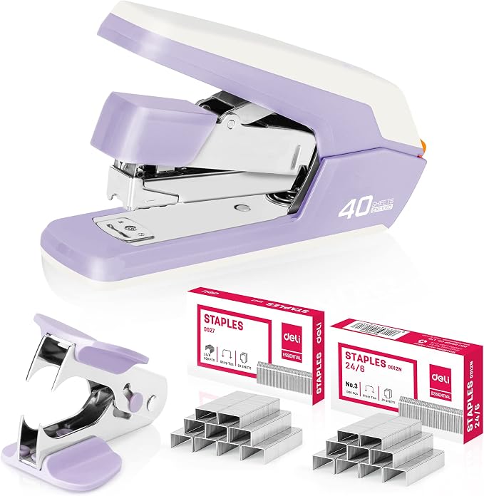 Deli Effortless Desktop Stapler, Heavy Duty Stapler, 40-50 Sheet Capacity by delioffice