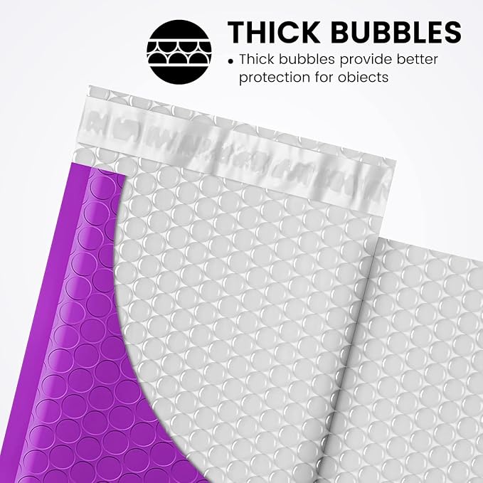 Fuxury Bubble Mailers 4x8 Inch Purple 800 Pack Padded Envelopes Usable Size - Image 3