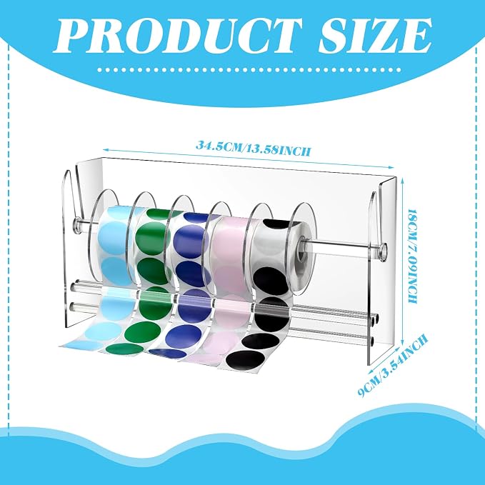 Qilery Adjustable Label Dispenser Acrylic Roll Sticker Dispenser Sticker Holder - Image 2