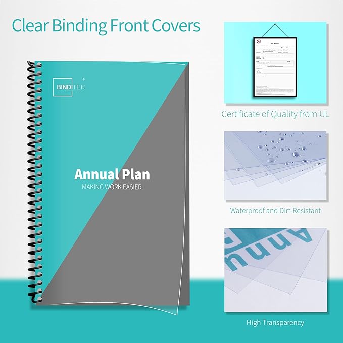 Binditek 100 Pack Binding Covers and Backs Set, 5.5 x 8.5 Inches, 50 Clear PVC - Image 4