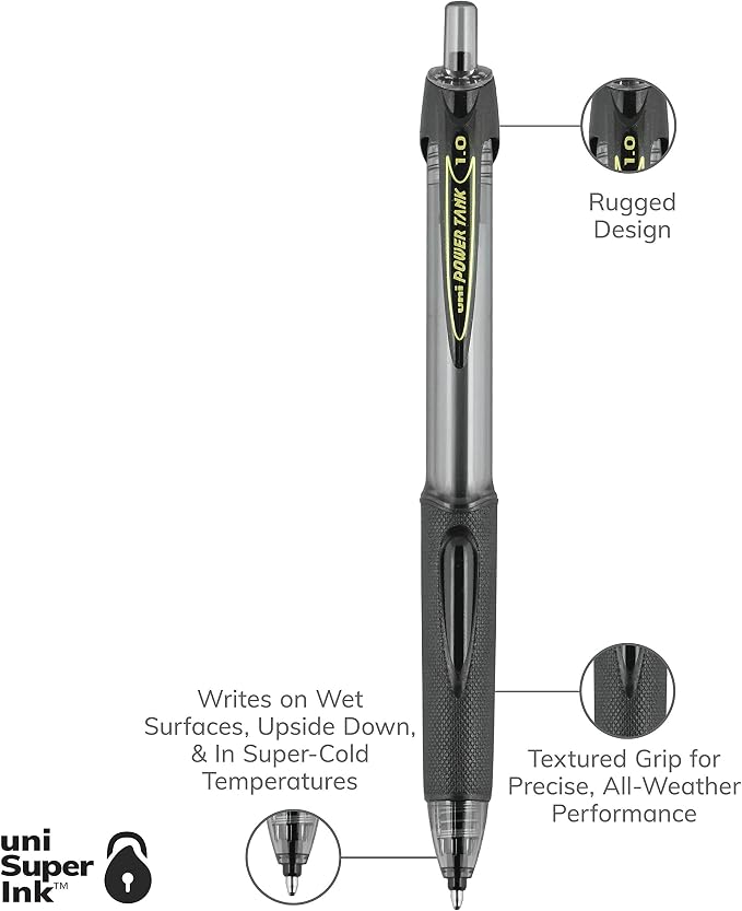 uniball Power Tank RT Ballpoint Pens, Medium Point, 12 Pack - Image 9