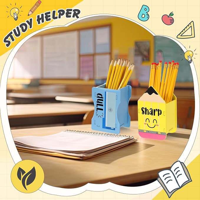 DoubleFill 2 Pcs Pencil Shaped Holder Sharp Dull Holder Wooden Dispenser Pencil - Image 7
