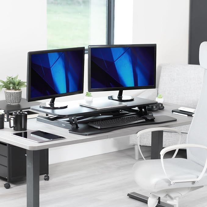 VIVO 36 inch Desk Converter, K Series, Height Adjustable Sit to Stand Riser - Image 8