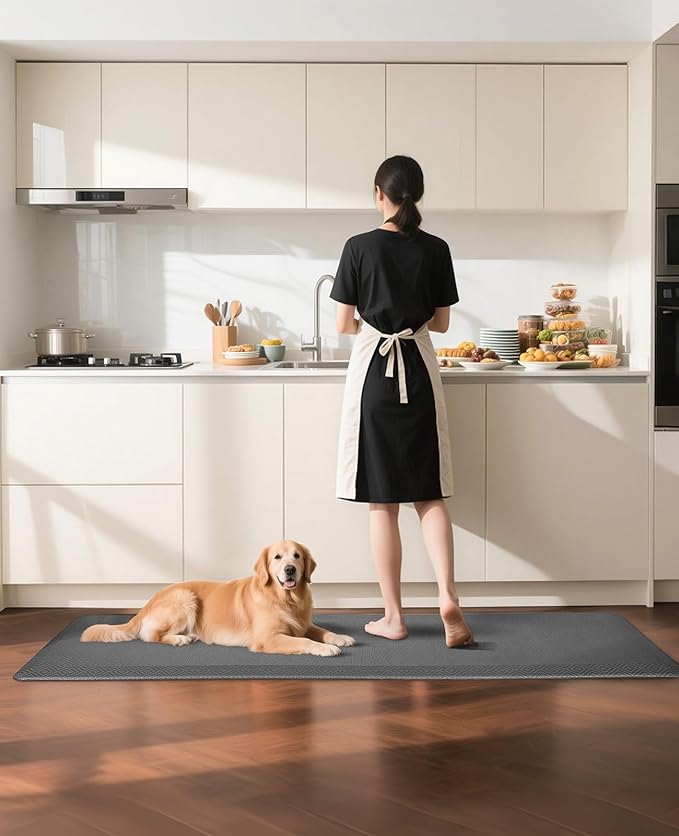 Ophanie Kitchen Mats for Floor, 3/4 Inch Thick Kitchen Rugs, Anti Fatigue Standing Cushioned Mat, Waterproof,Comfort Ergonomic Mat for Office, Home, Sink, 24'' x 70'' Grey Non-Slip Bottom-DeskLoop Office