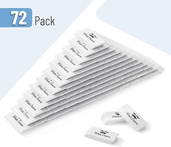 Mr. Pen- White Pencil Eraser, 72 Pack | Large Latex Free Block Erasers Bulk - Image 2
