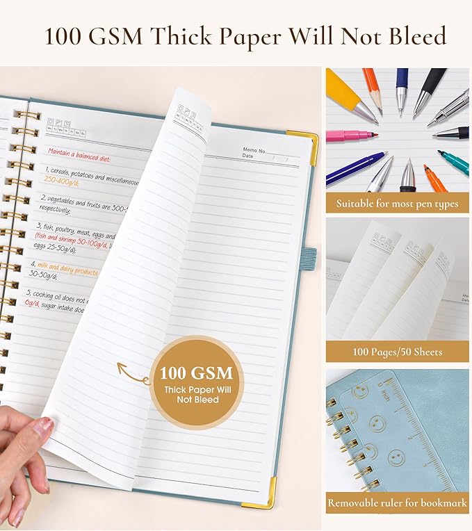 Hardcover Spiral Notebook Journal 8.5” x 11”, A4 Large Leather Notebooks - Image 5