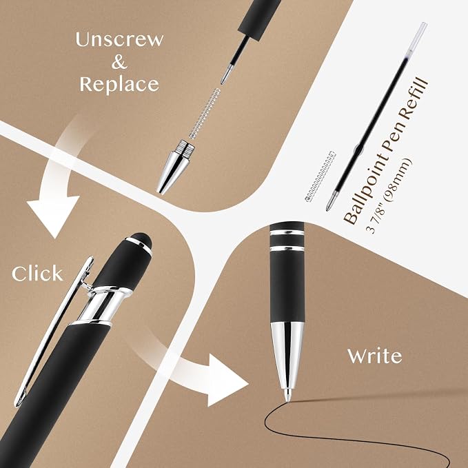 LINFANC 12 Pack Black Silver Ballpoint Pen - Image 3