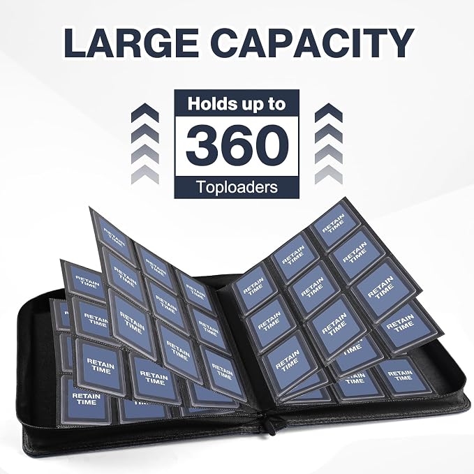 Toploader Binder, Holds 360 Toploaders, 100 Toploaders INCLUDED, 9-Pocket PU - Image 4
