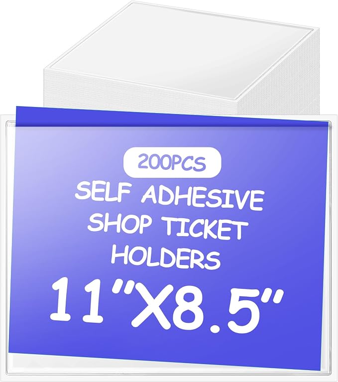 Outus 200 Pcs Self Adhesive Shop Ticket Holders Clear Plastic Sleeves Adhesive by Outus