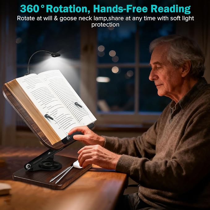 Book Stand with Light & Storage, Book Holders - Image 2