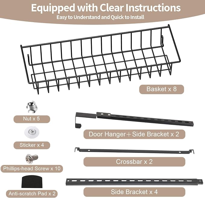 ElegantArray 8-Tier Pantry Door Organizer, Over The Door Pantry Organizer Rack - Image 8