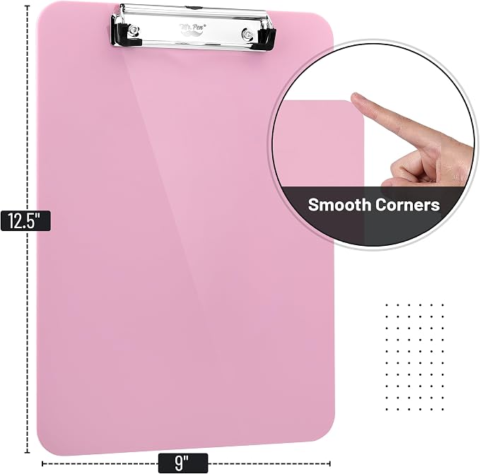 Mr. Pen- Plastic Clipboard, 12.5” x 9”, Careys Pink, Clipboard Plastic | - Image 2