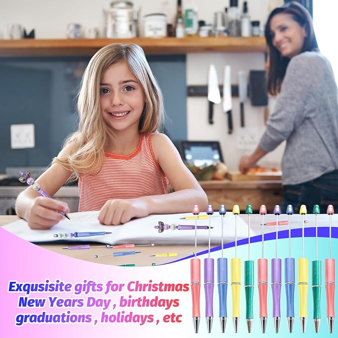 150 Pieces DIY Beadable Pen Kit – 50 Plastic Ballpoint Pens - Image 4