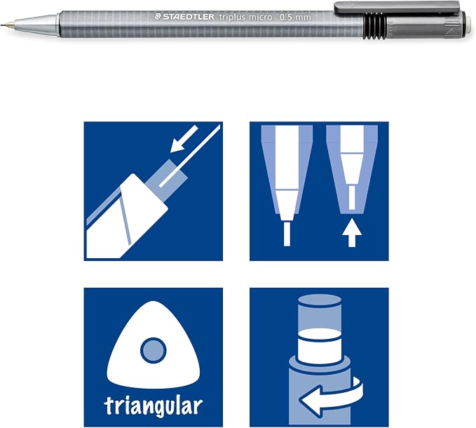 STAEDTLER triplus Micro 0.5mm Mechanical Pencils 3-pack: Retractable & - Image 6