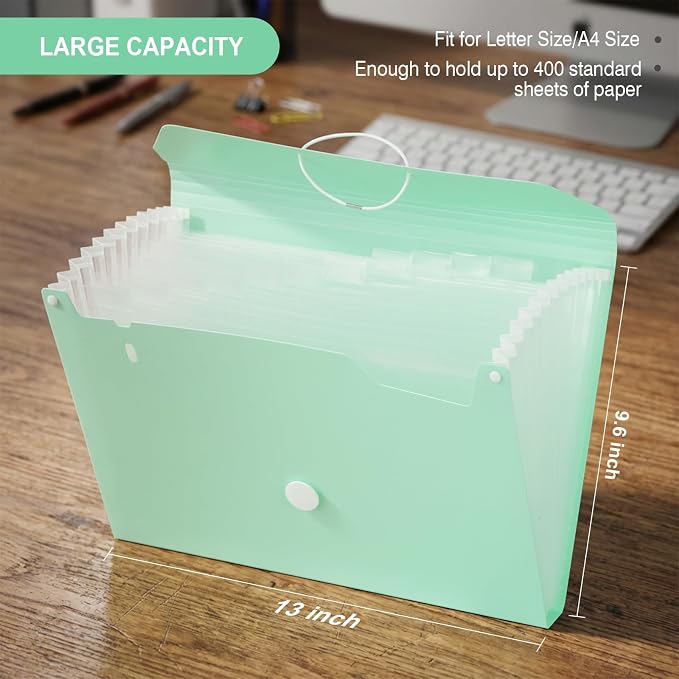 Comix Accordion File Organizer, 13 Pocket, A4/Letter Size Documents, Includes - Image 2